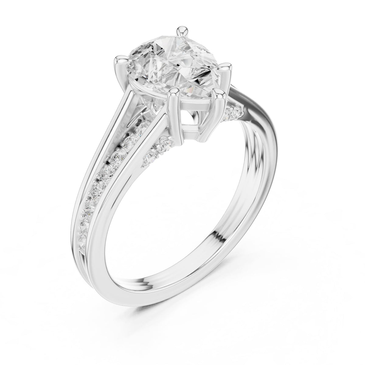 Round Accented Lab Grown Diamond Engagement Ring