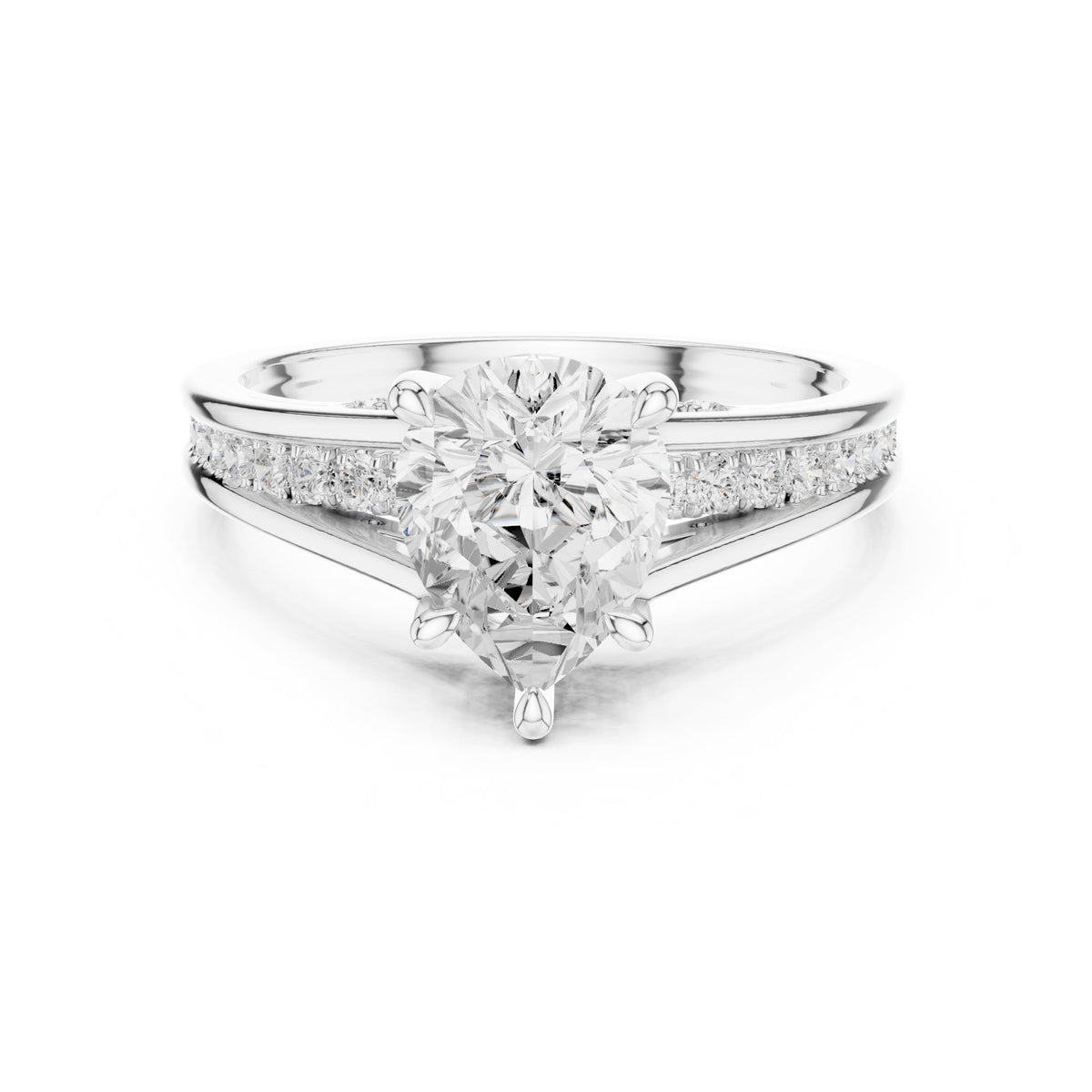 Round Accented Lab Grown Diamond Engagement Ring