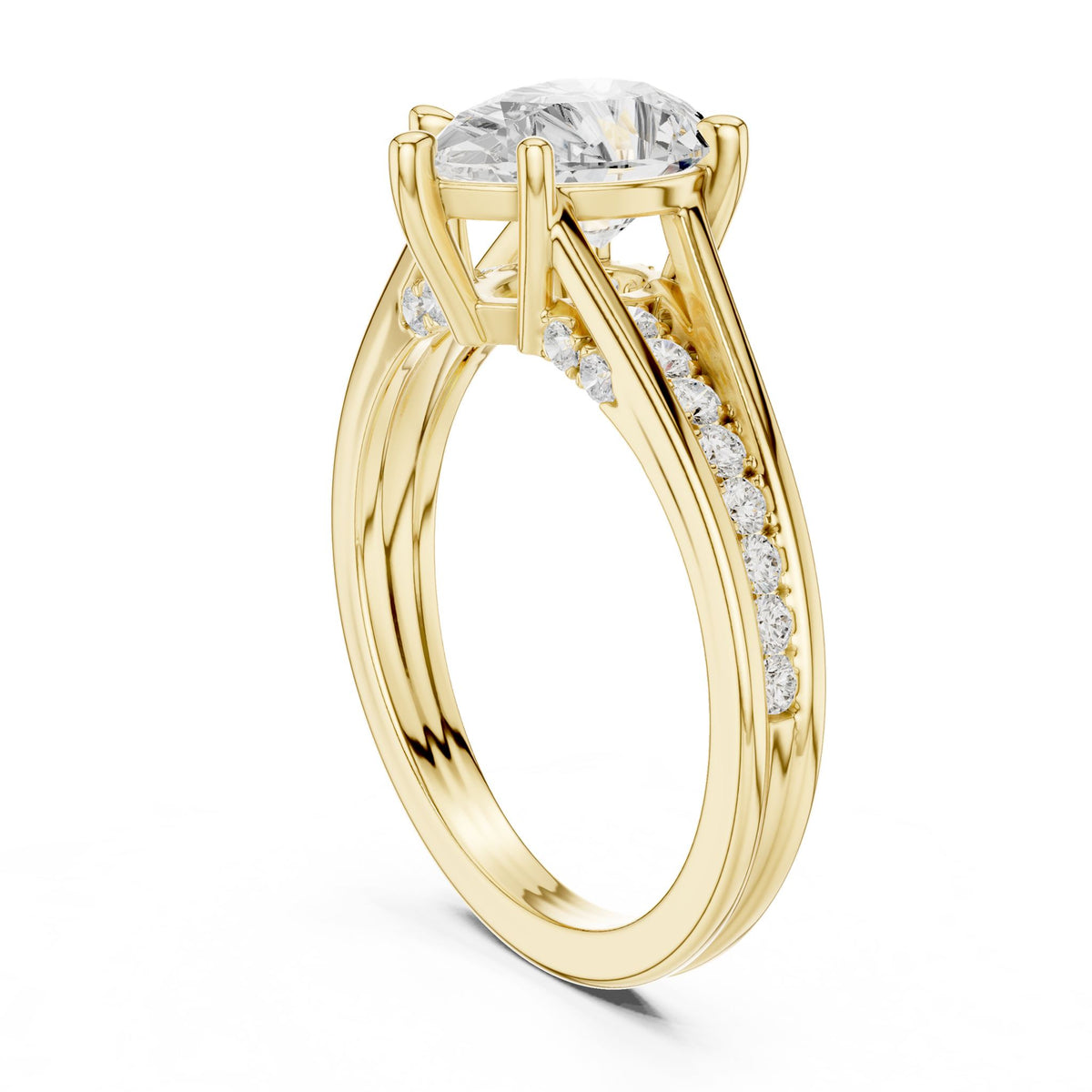 Round Accented Lab Grown Diamond Engagement Ring