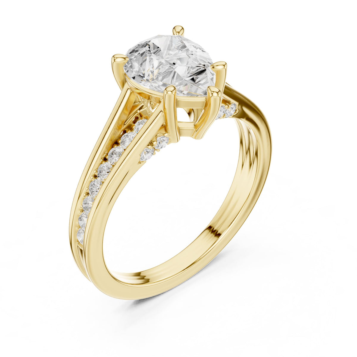 Round Accented Lab Grown Diamond Engagement Ring
