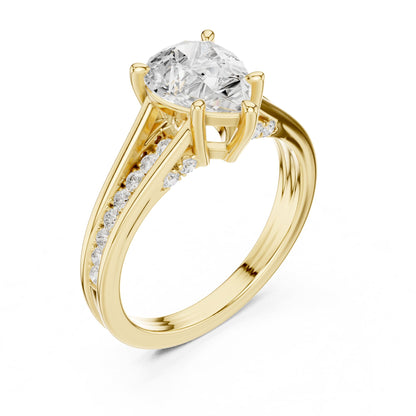 Round Accented Lab Grown Diamond Engagement Ring