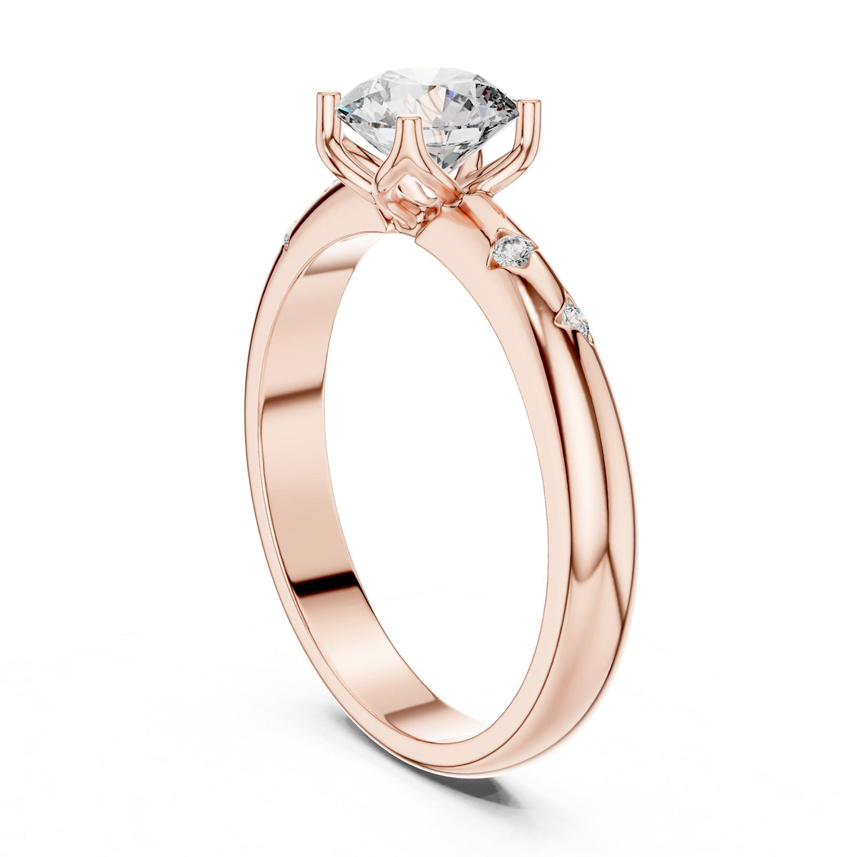 Round Accented Lab Grown Diamond Engagement Ring