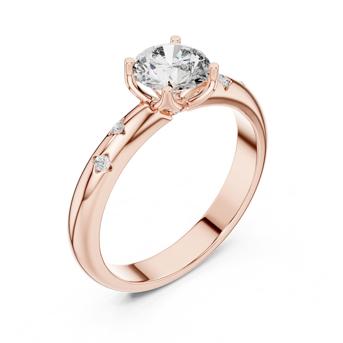 Round Accented Lab Grown Diamond Engagement Ring