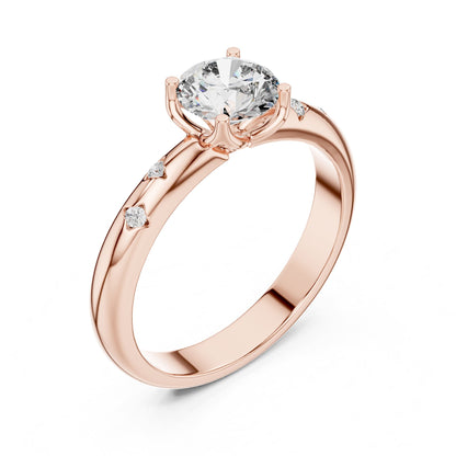 Round Accented Lab Grown Diamond Engagement Ring