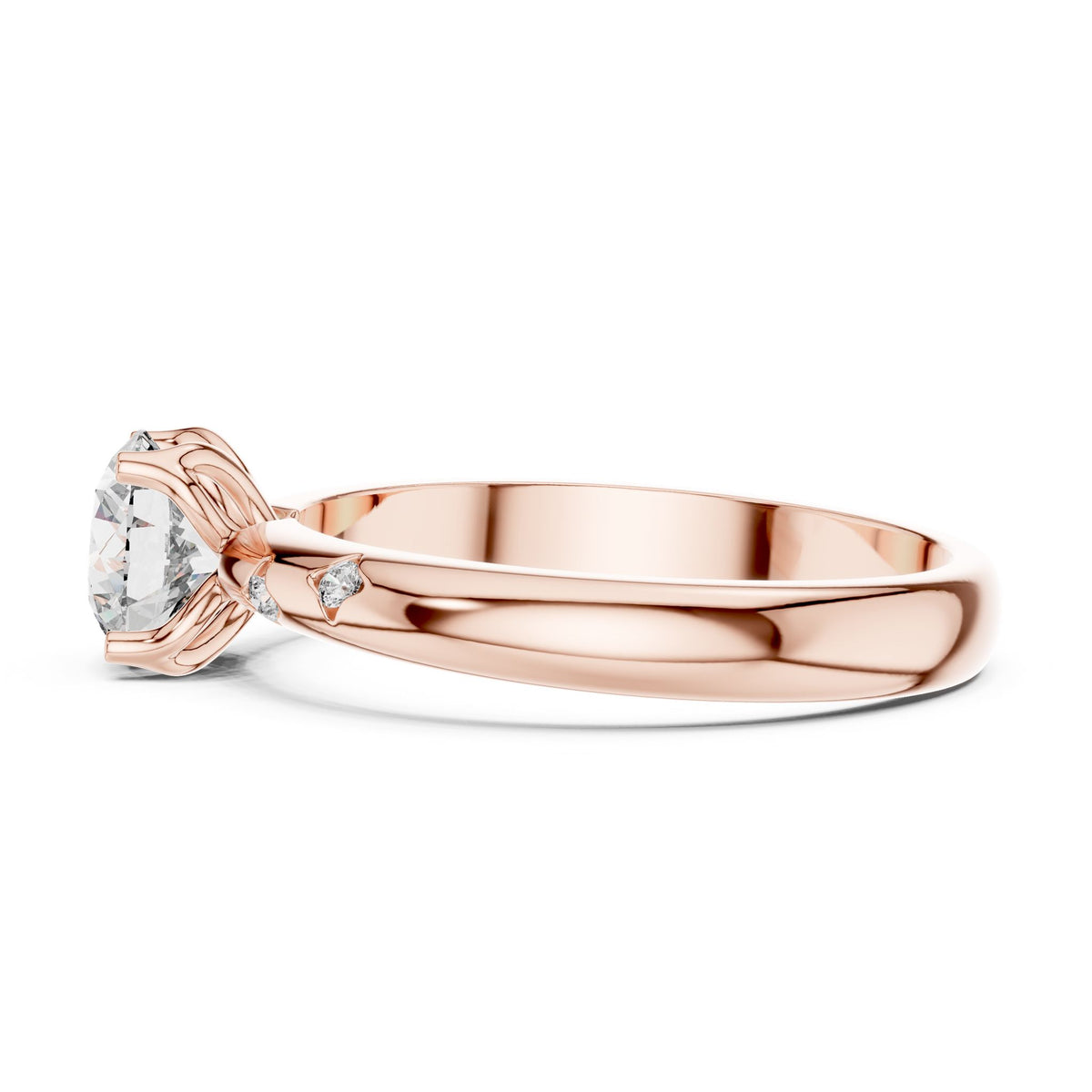Round Accented Lab Grown Diamond Engagement Ring