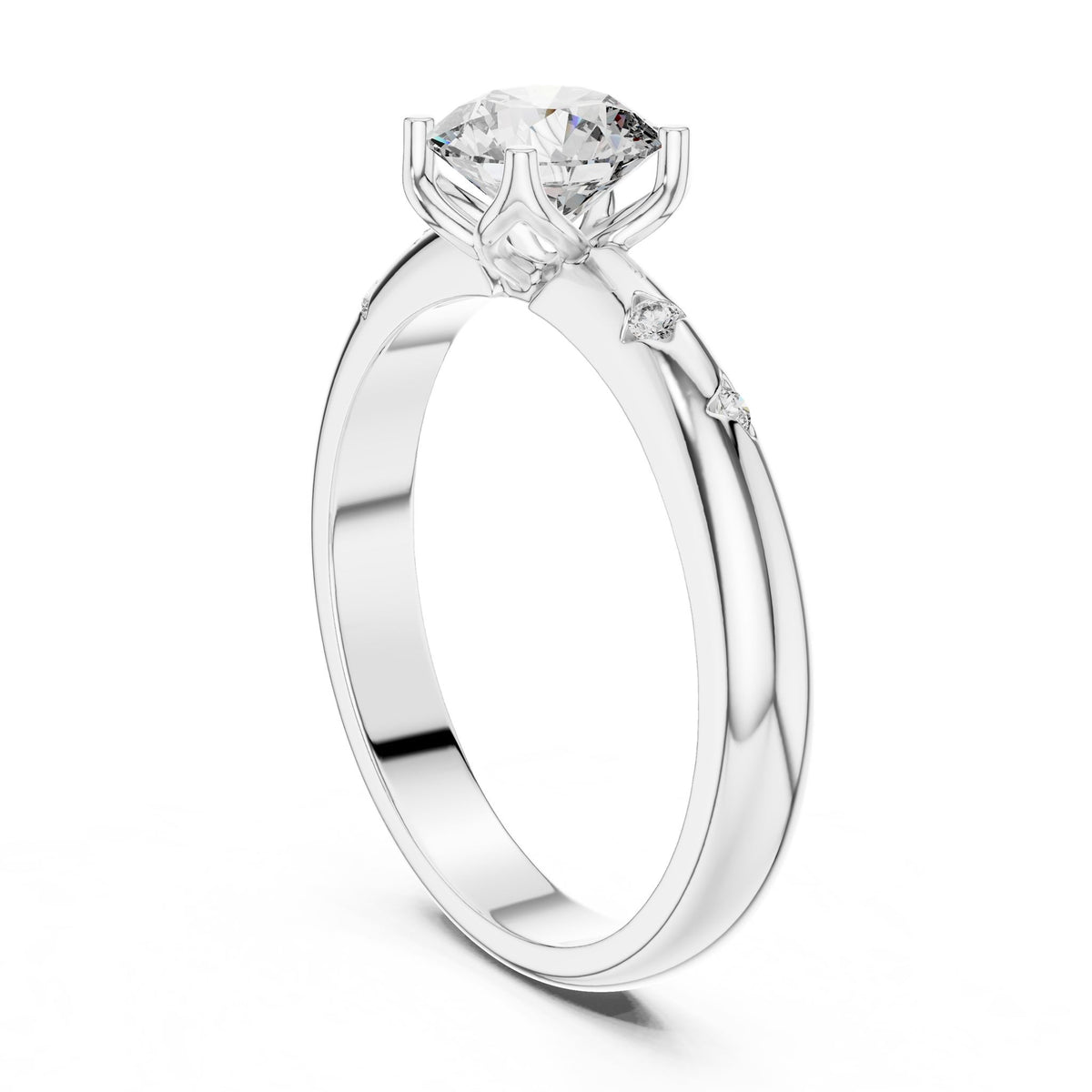 Round Accented Lab Grown Diamond Engagement Ring