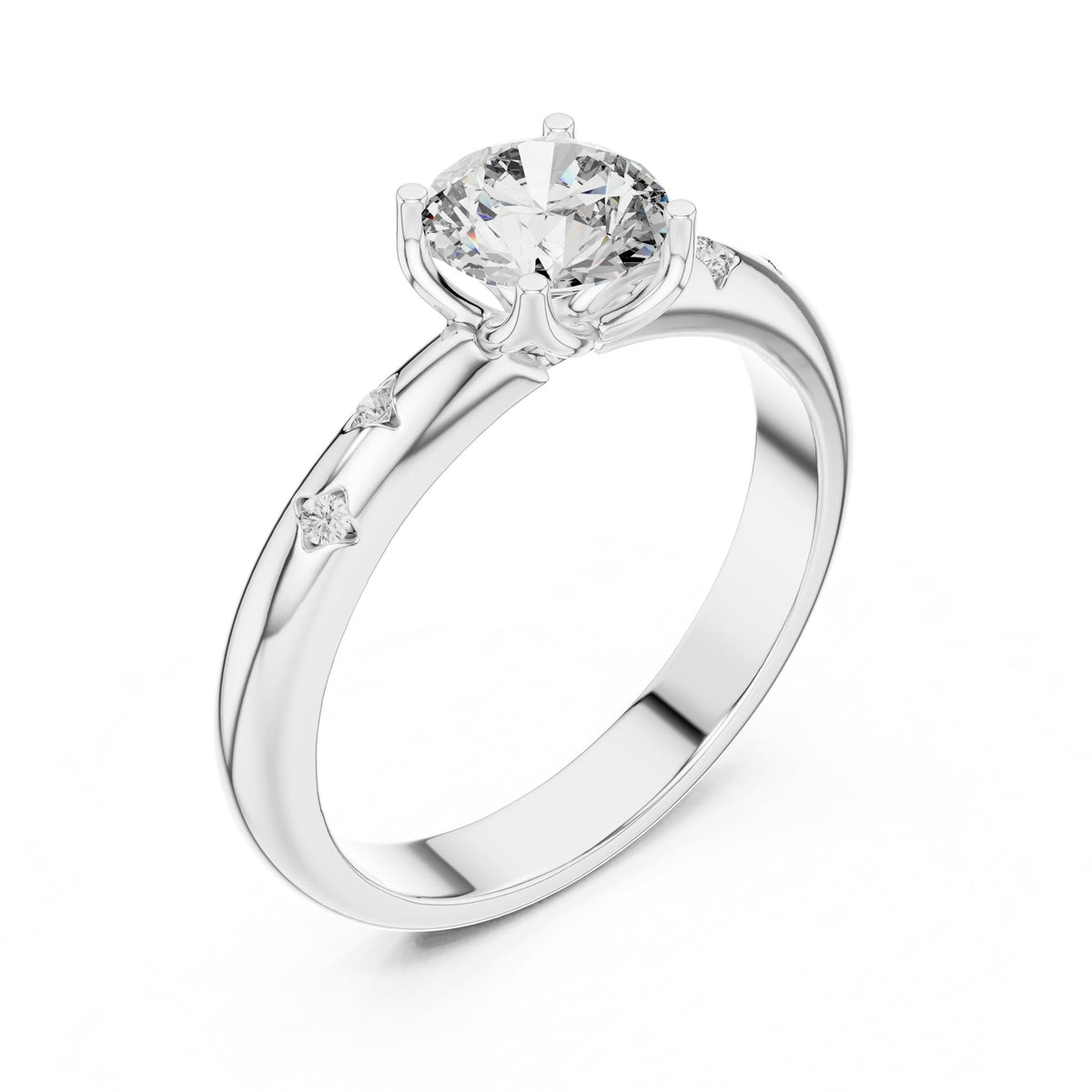 Round Accented Lab Grown Diamond Engagement Ring