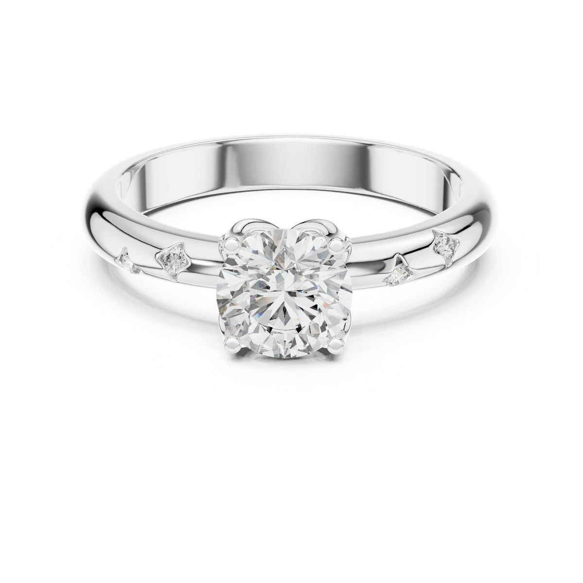Round Accented Lab Grown Diamond Engagement Ring