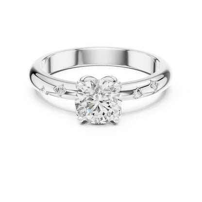 Round Accented Lab Grown Diamond Engagement Ring