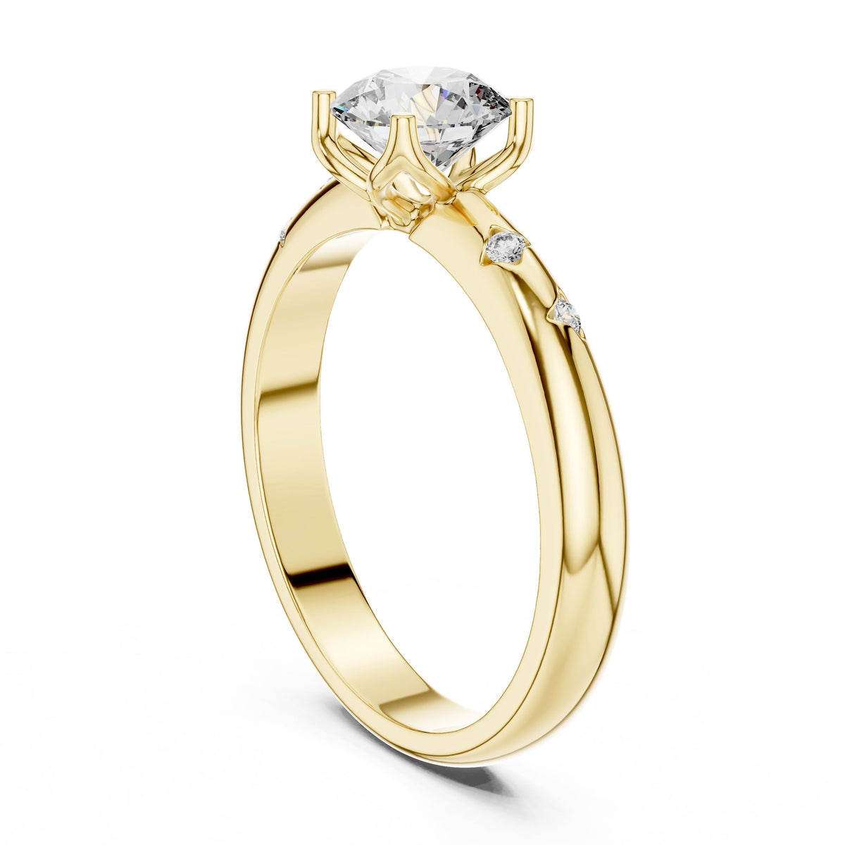 Round Accented Lab Grown Diamond Engagement Ring