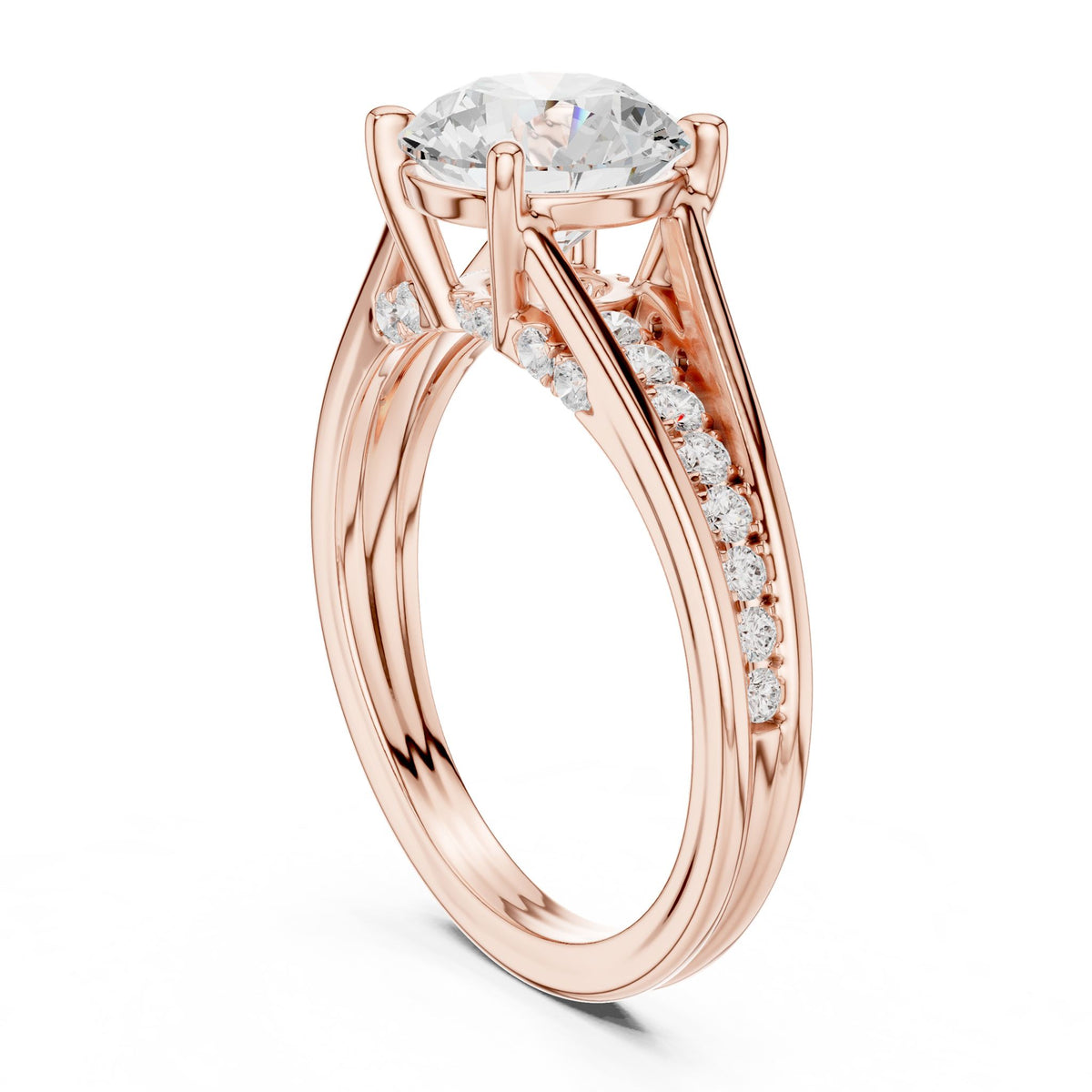 Round Accented Lab Grown Diamond Engagement Ring