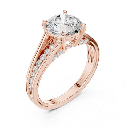 Round Accented Lab Grown Diamond Engagement Ring