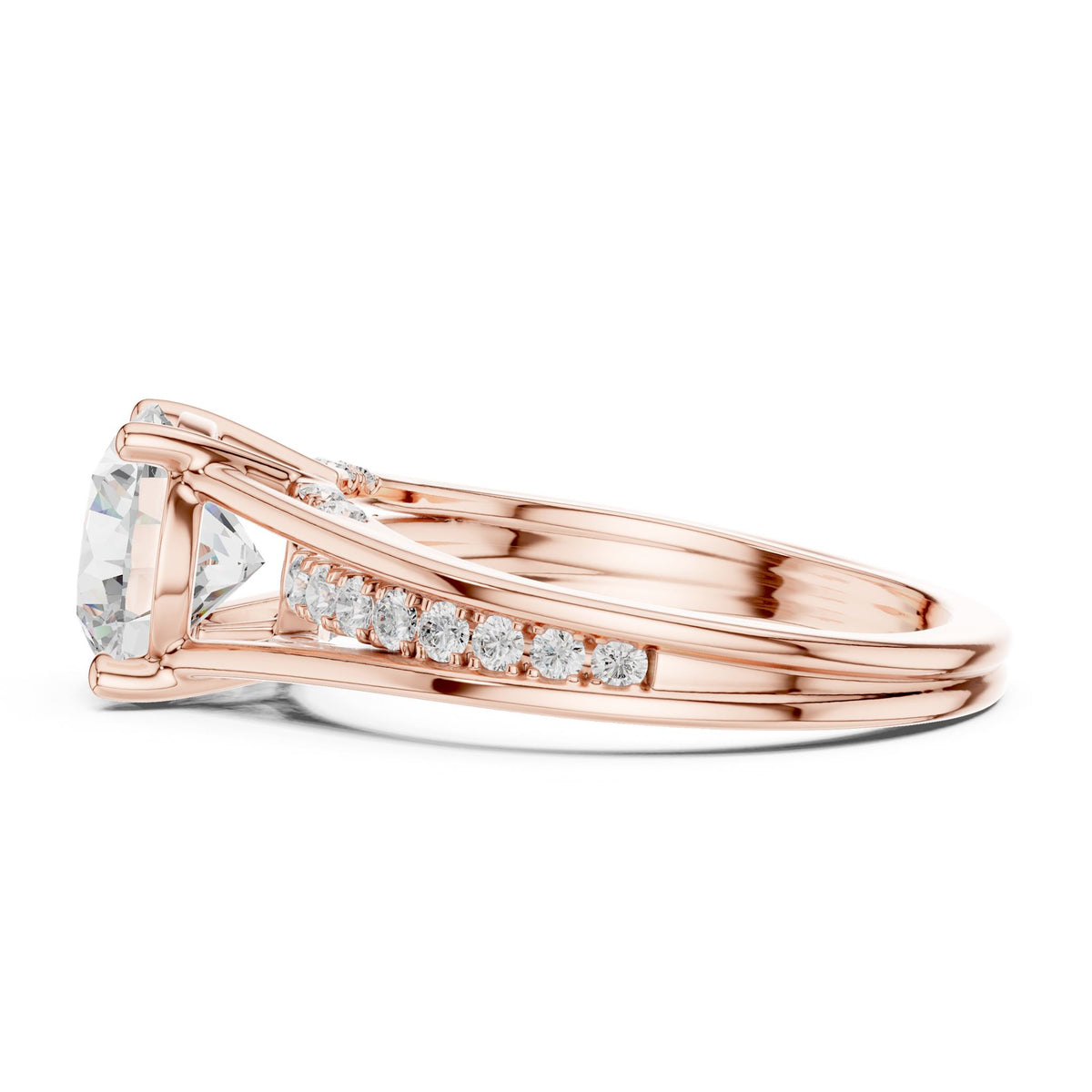 Round Accented Lab Grown Diamond Engagement Ring