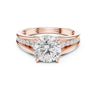 Round Accented Lab Grown Diamond Engagement Ring