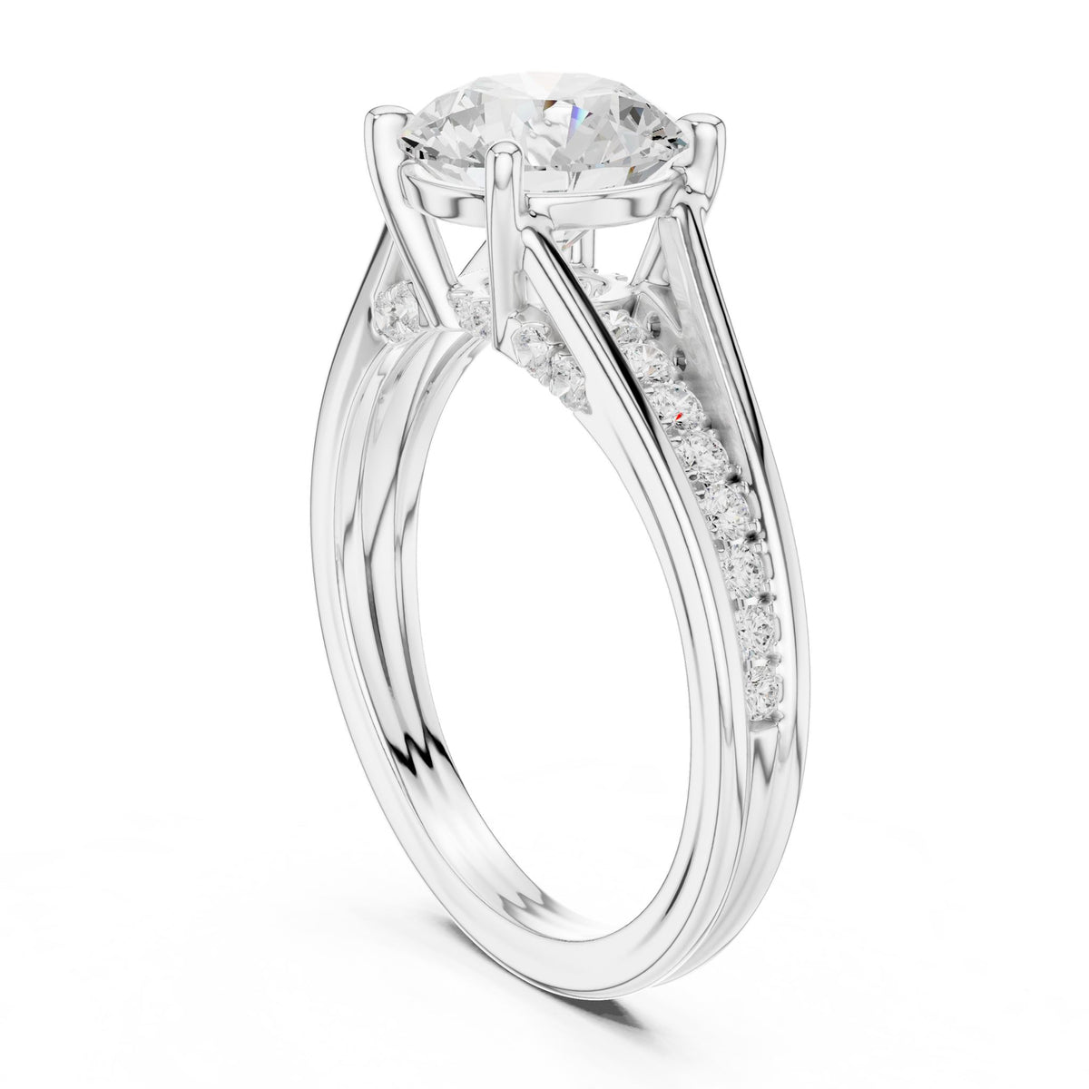 Round Accented Lab Grown Diamond Engagement Ring