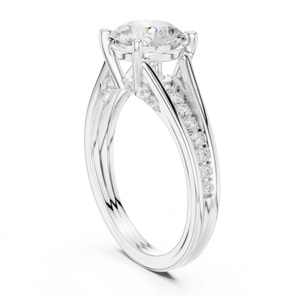 Round Accented Lab Grown Diamond Engagement Ring
