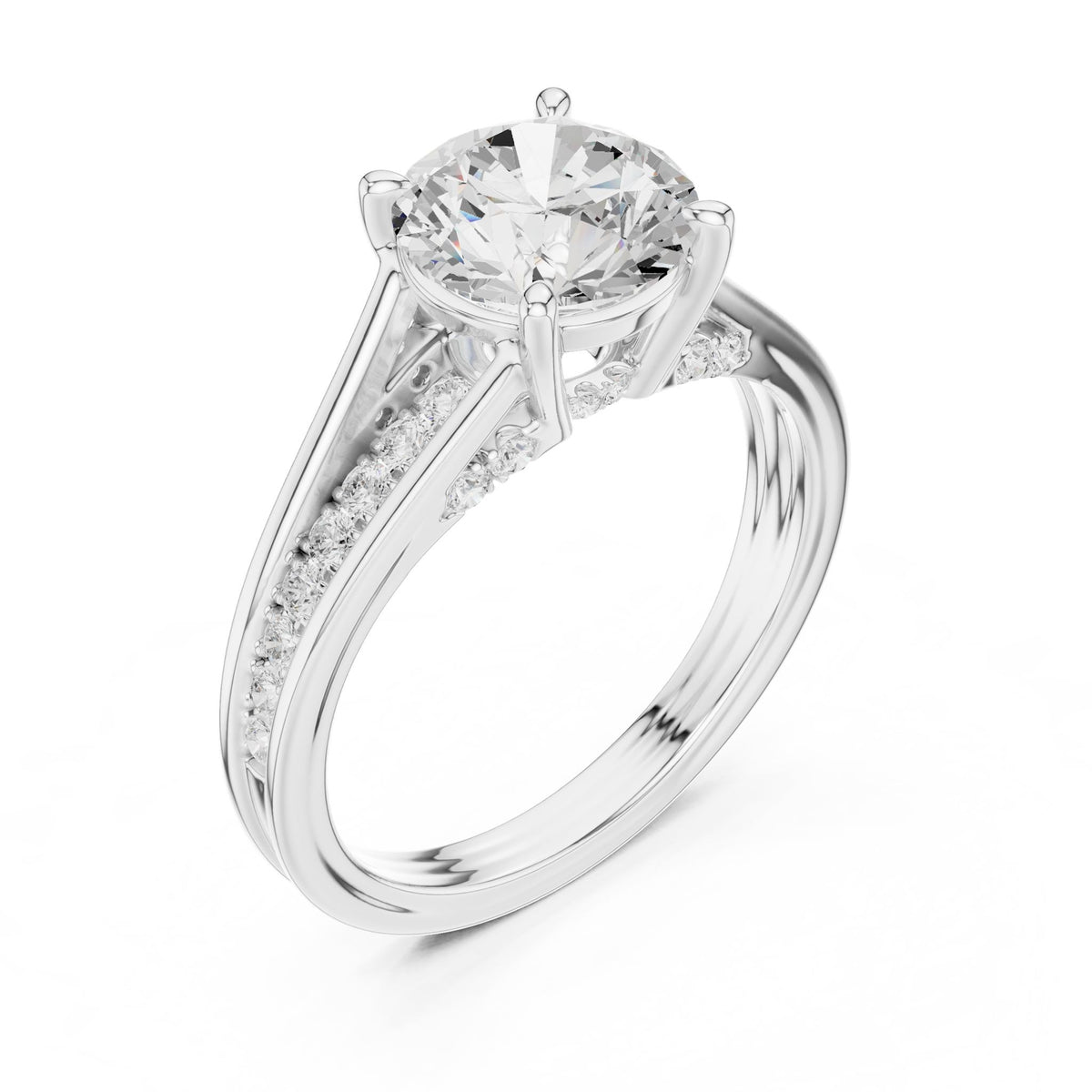 Round Accented Lab Grown Diamond Engagement Ring