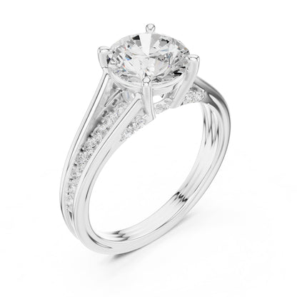 Round Accented Lab Grown Diamond Engagement Ring