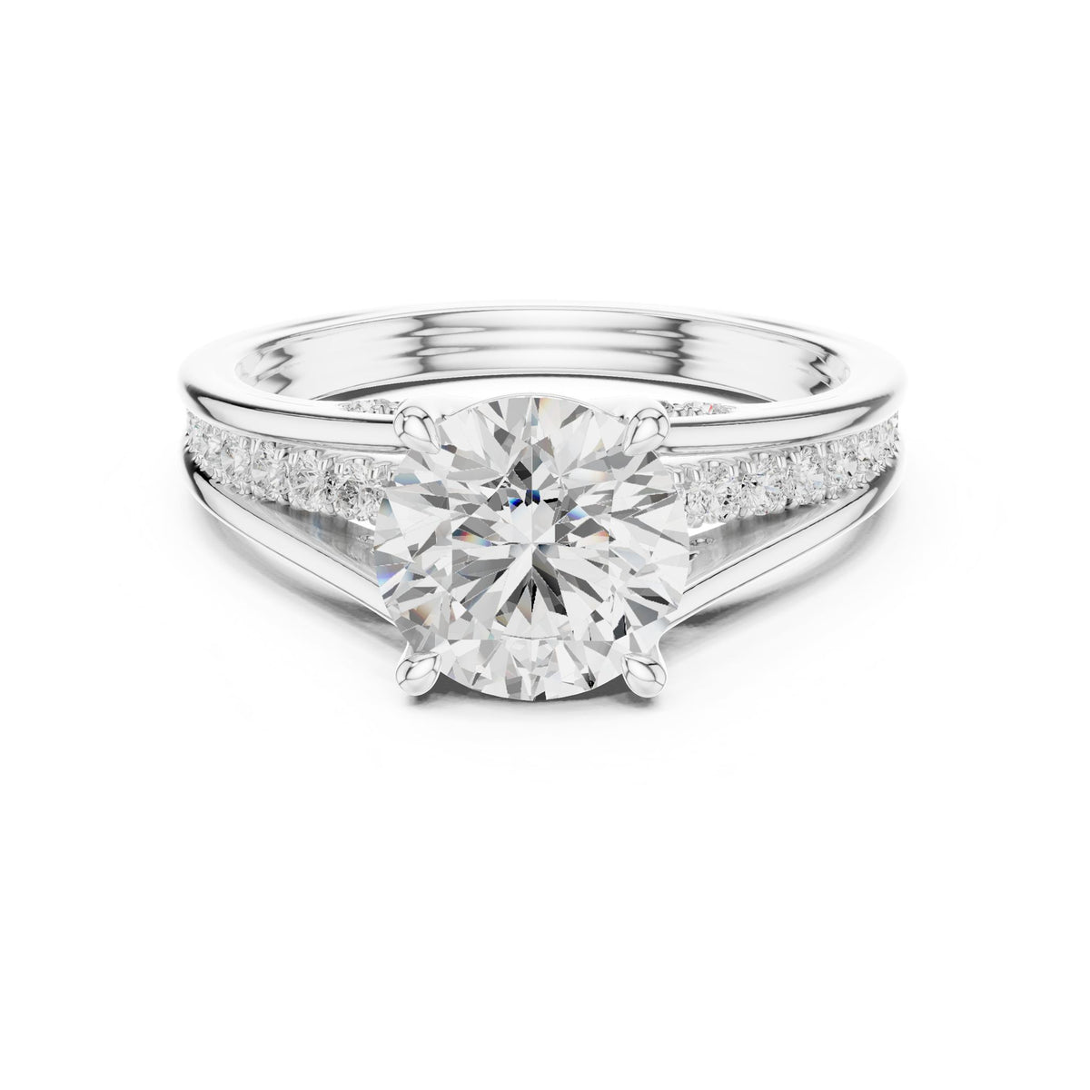 Round Accented Lab Grown Diamond Engagement Ring