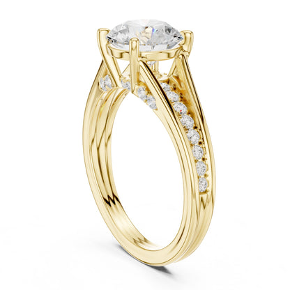 Round Accented Lab Grown Diamond Engagement Ring