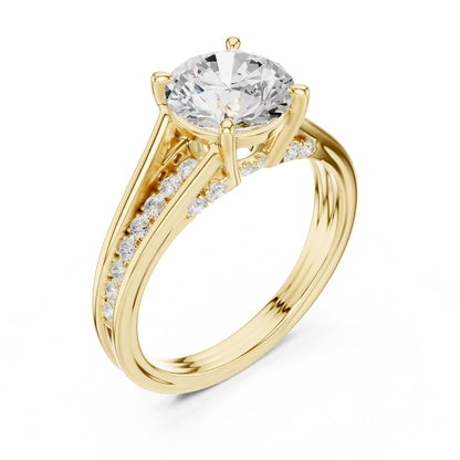 Round Accented Lab Grown Diamond Engagement Ring
