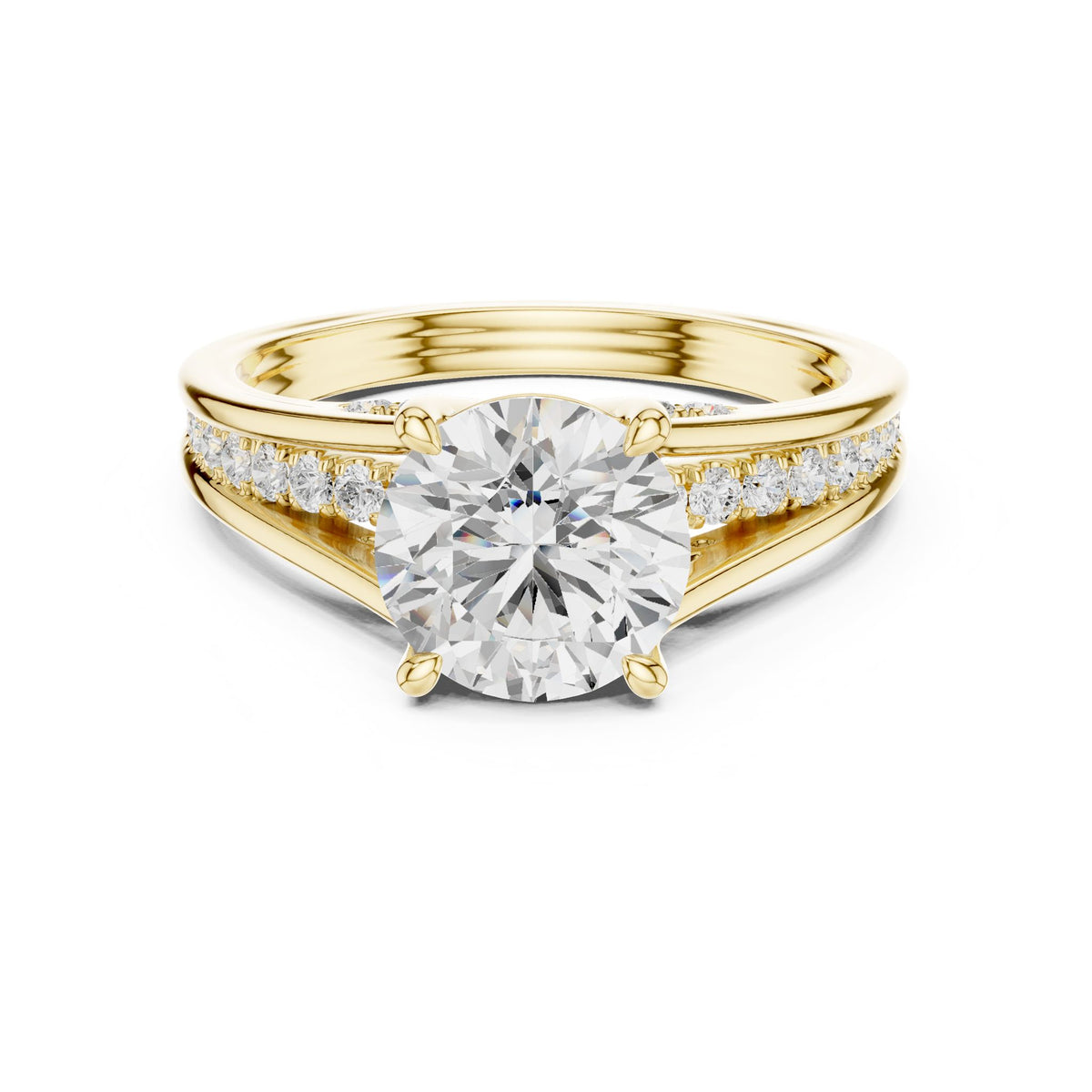 Round Accented Lab Grown Diamond Engagement Ring
