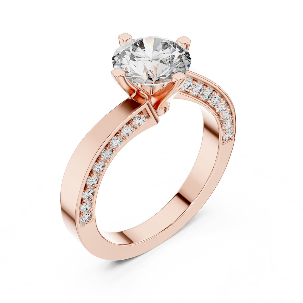 Round Accented Lab Grown Diamond Engagement Ring