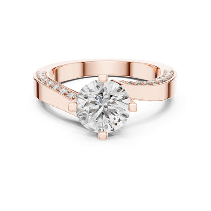 Round Accented Lab Grown Diamond Engagement Ring