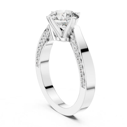 Round Accented Lab Grown Diamond Engagement Ring