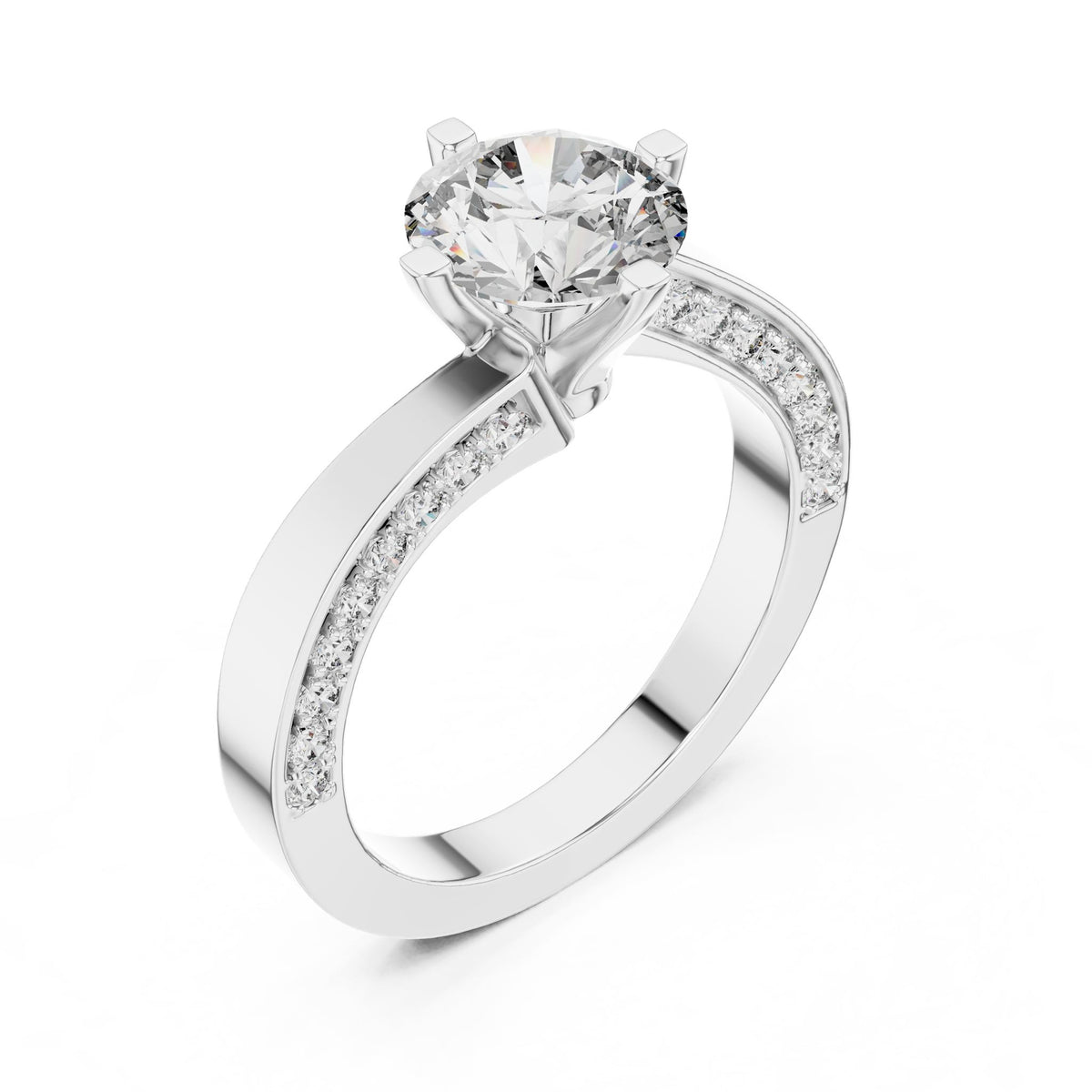 Round Accented Lab Grown Diamond Engagement Ring