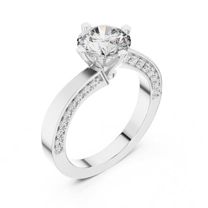 Round Accented Lab Grown Diamond Engagement Ring