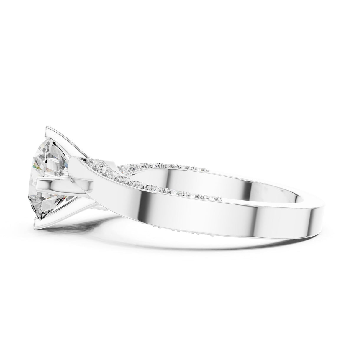 Round Accented Lab Grown Diamond Engagement Ring