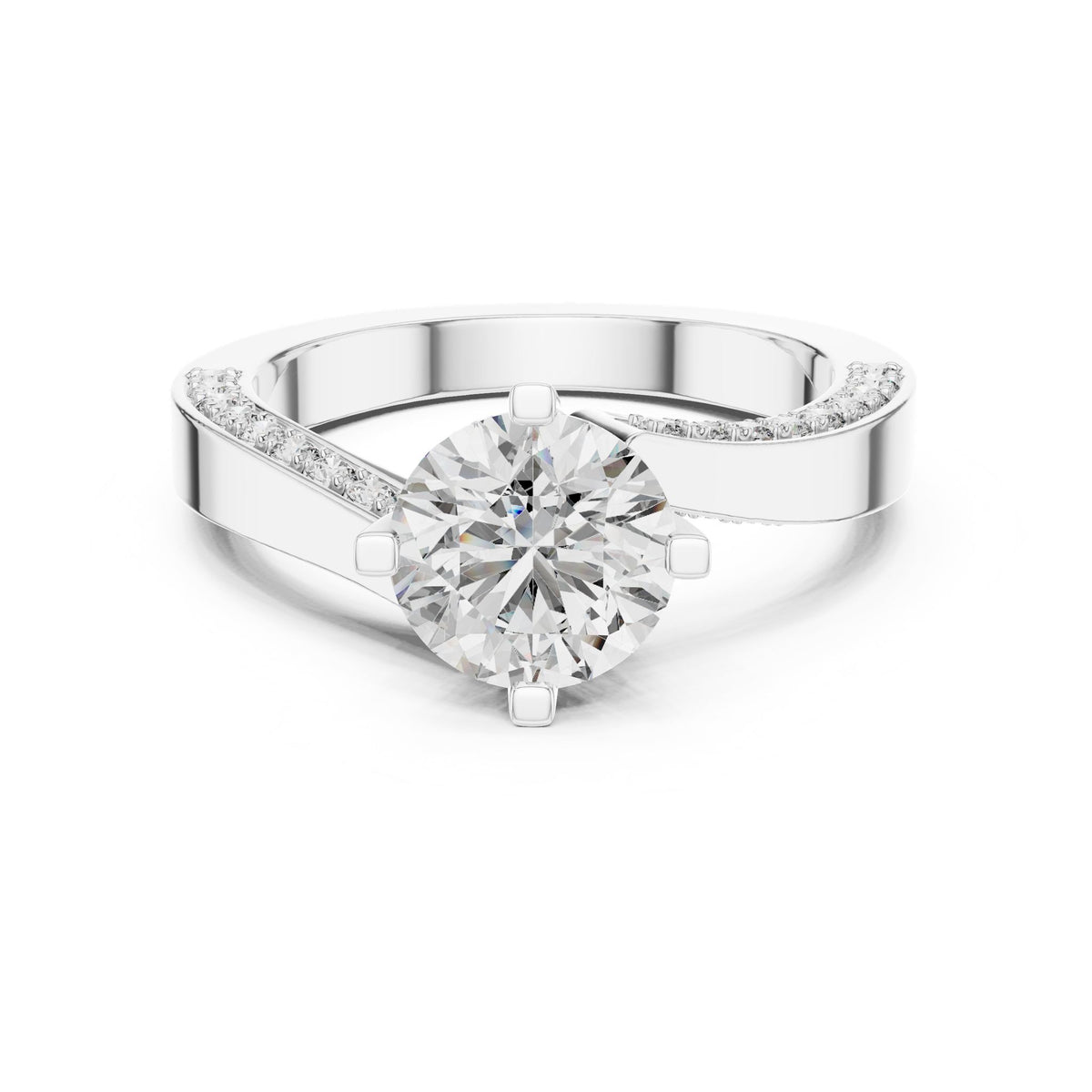 Round Accented Lab Grown Diamond Engagement Ring