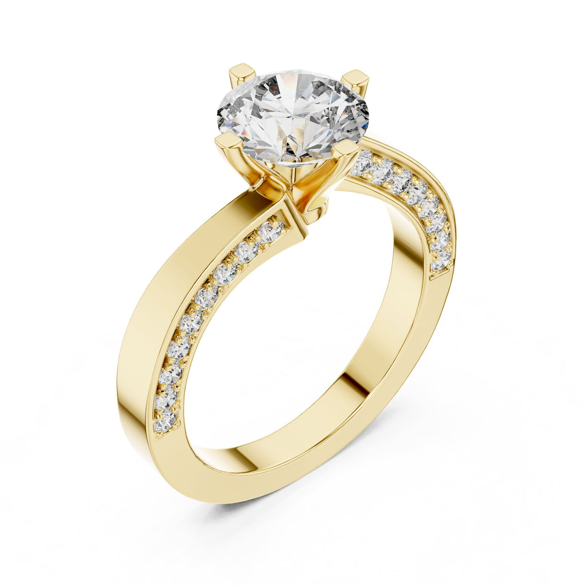 Round Accented Lab Grown Diamond Engagement Ring
