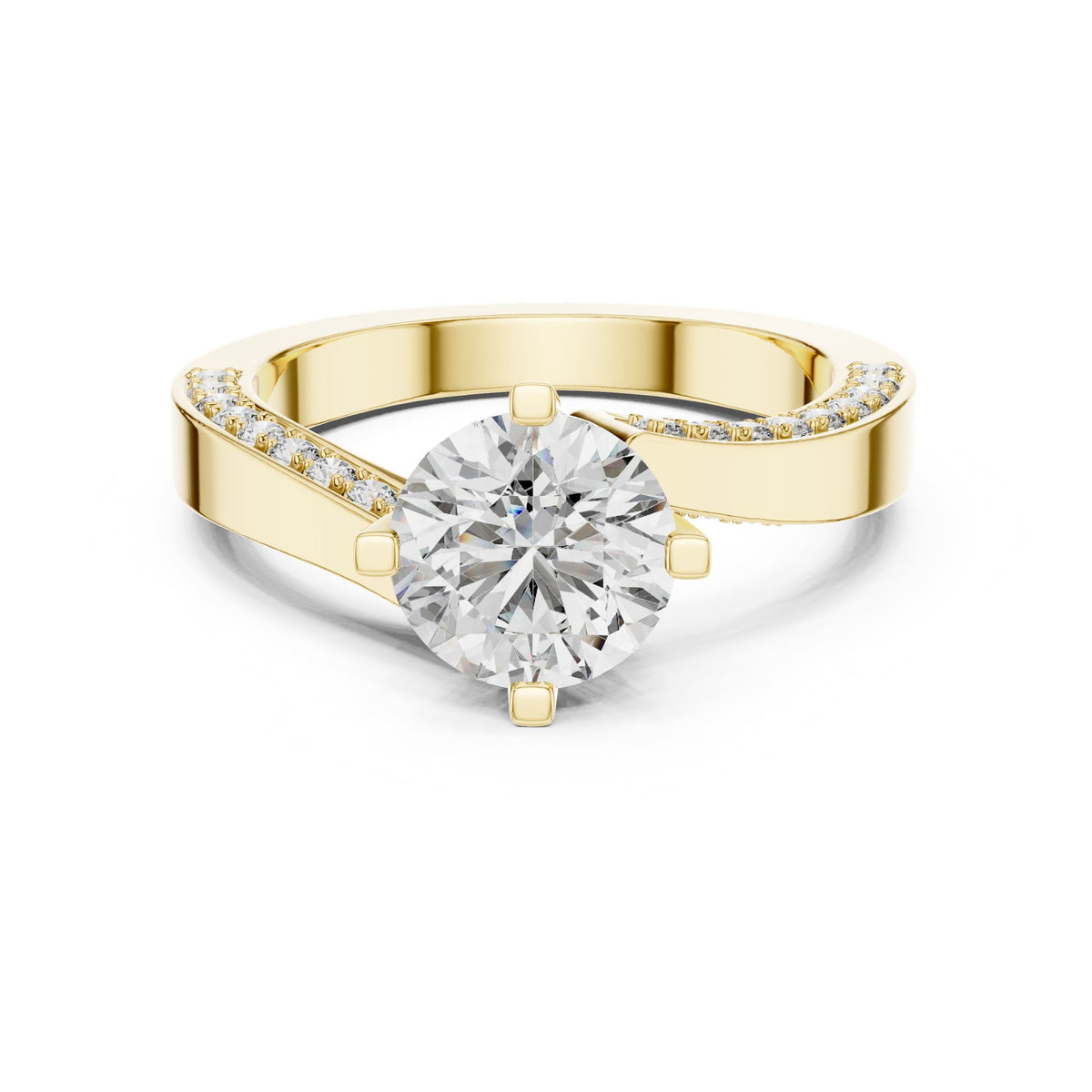 Round Accented Lab Grown Diamond Engagement Ring