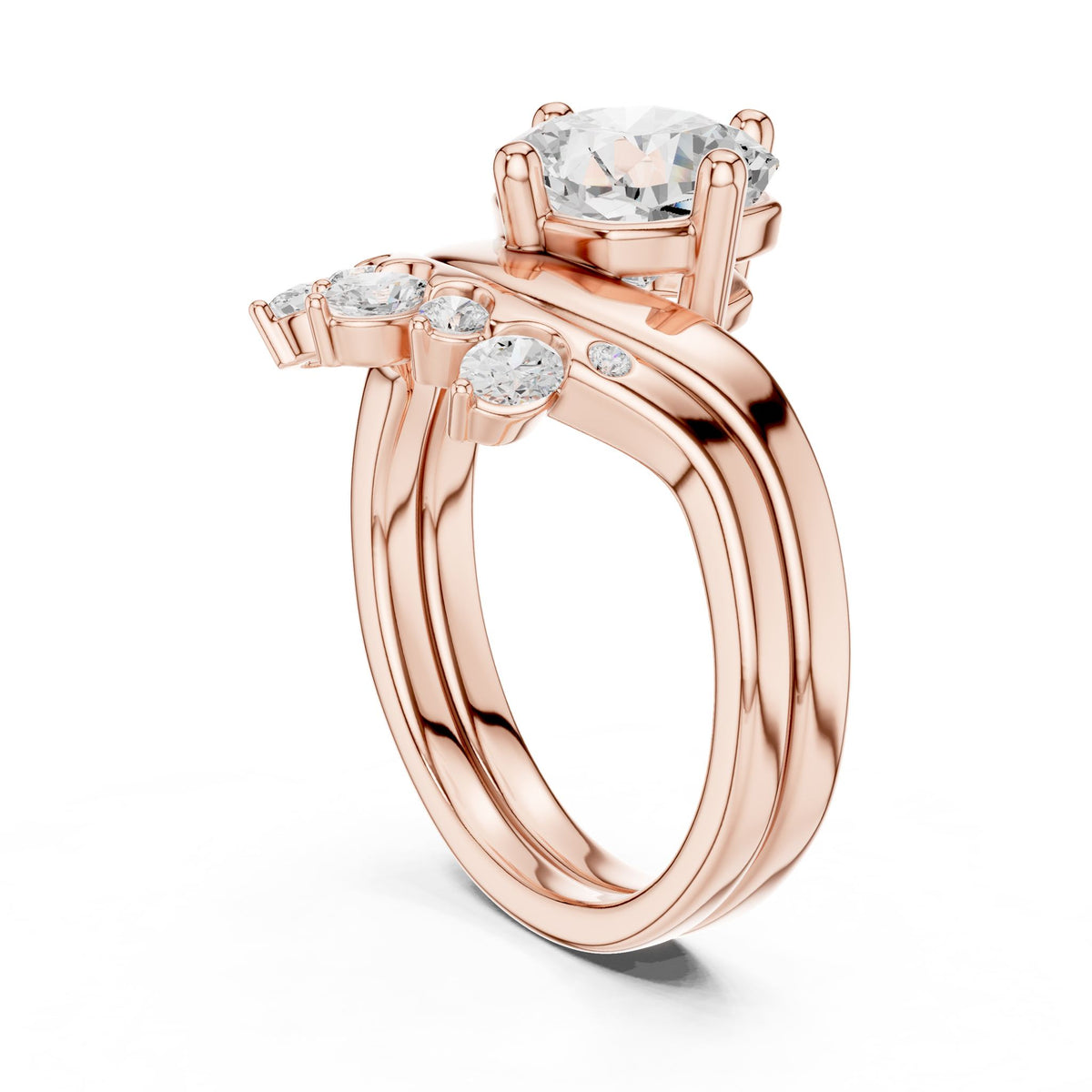 Round Accented Lab Grown Diamond Engagement Ring