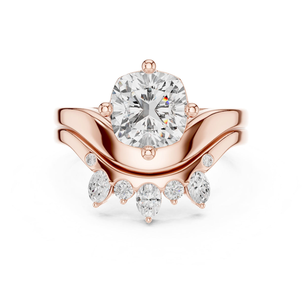 Round Accented Lab Grown Diamond Engagement Ring
