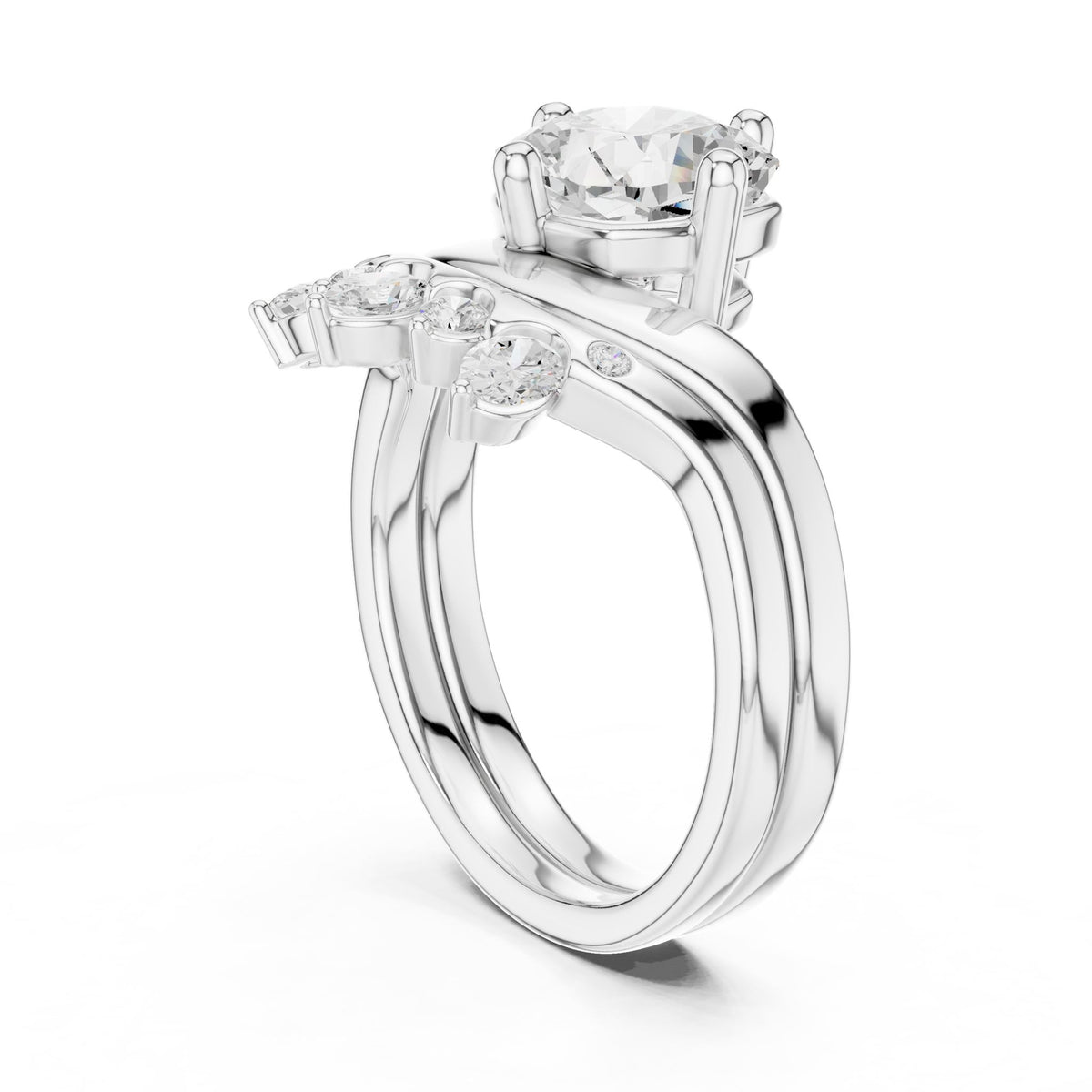 Round Accented Lab Grown Diamond Engagement Ring