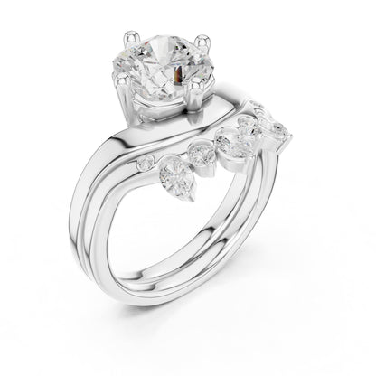 Round Accented Lab Grown Diamond Engagement Ring