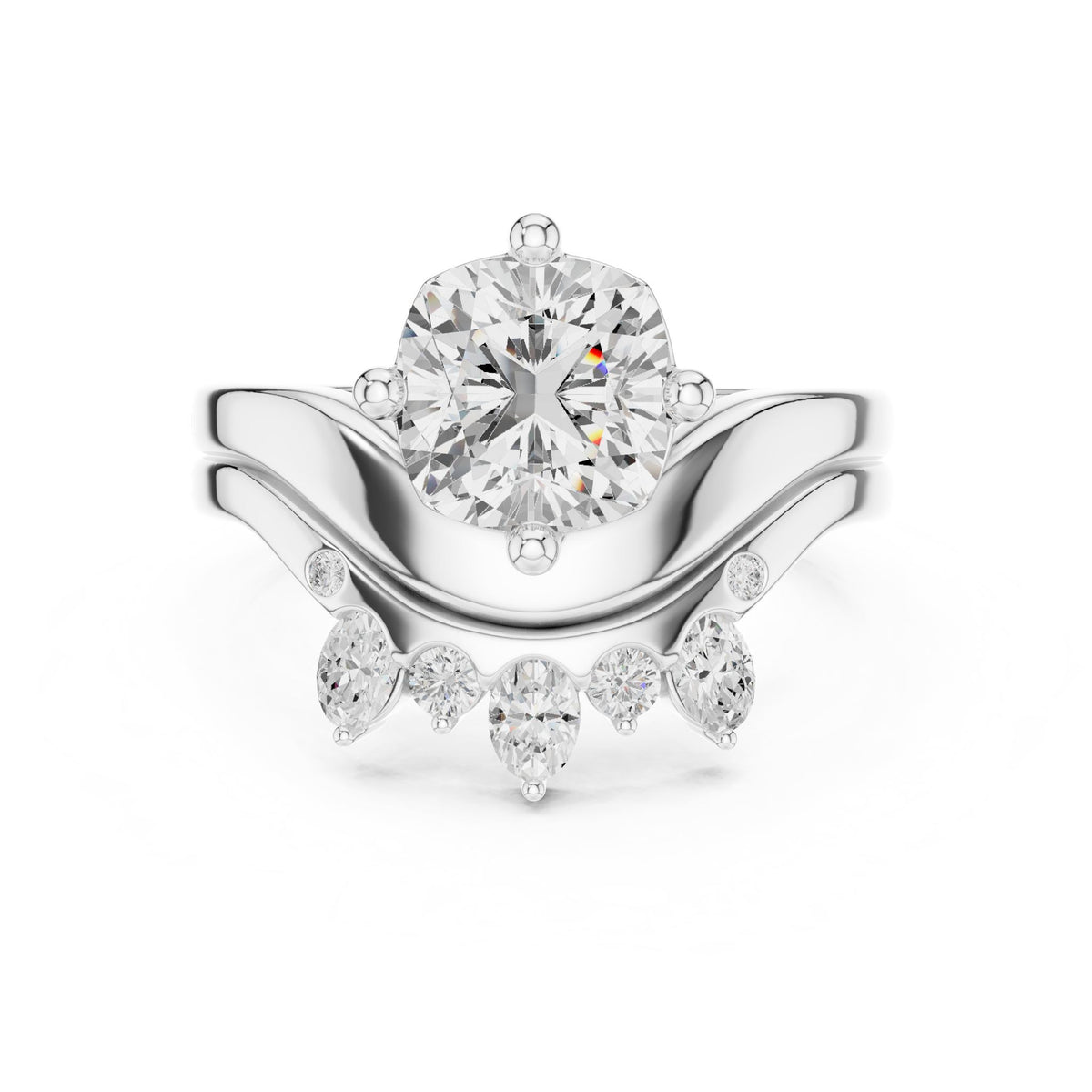 Round Accented Lab Grown Diamond Engagement Ring