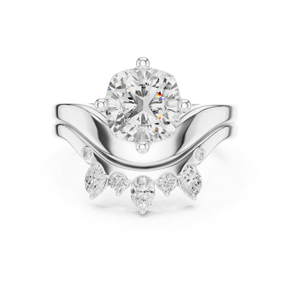 Round Accented Lab Grown Diamond Engagement Ring