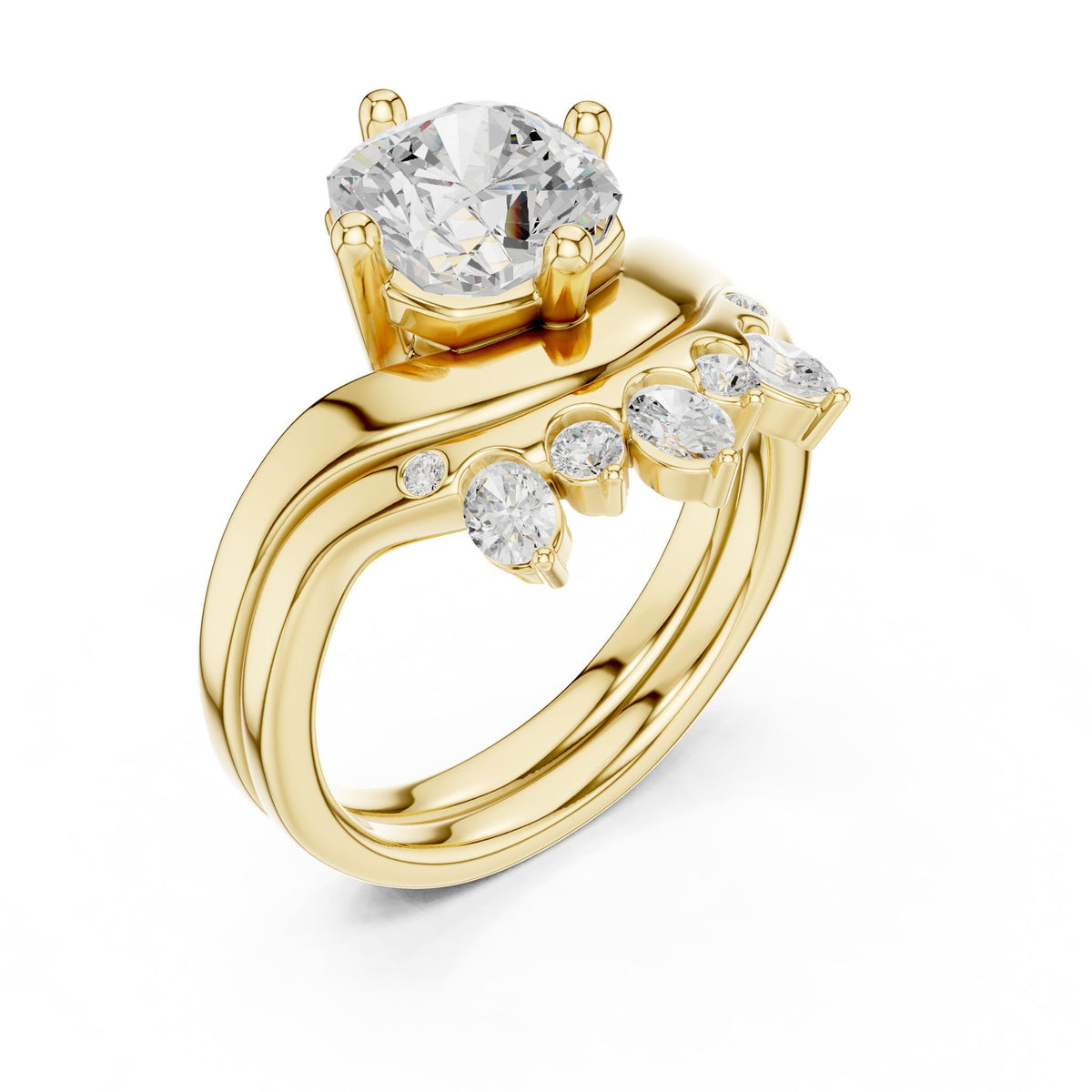 Round Accented Lab Grown Diamond Engagement Ring