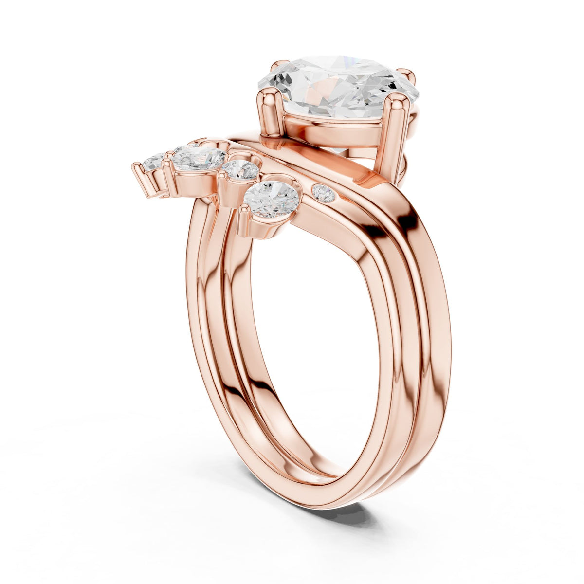 Round Accented Lab Grown Diamond Engagement Ring