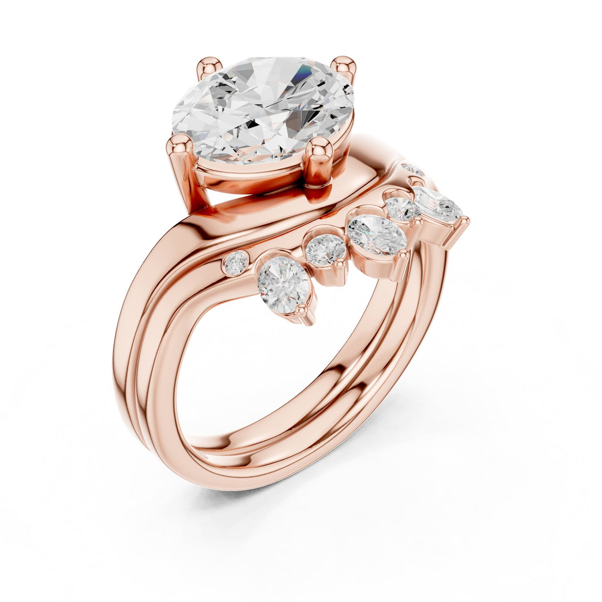 Round Accented Lab Grown Diamond Engagement Ring