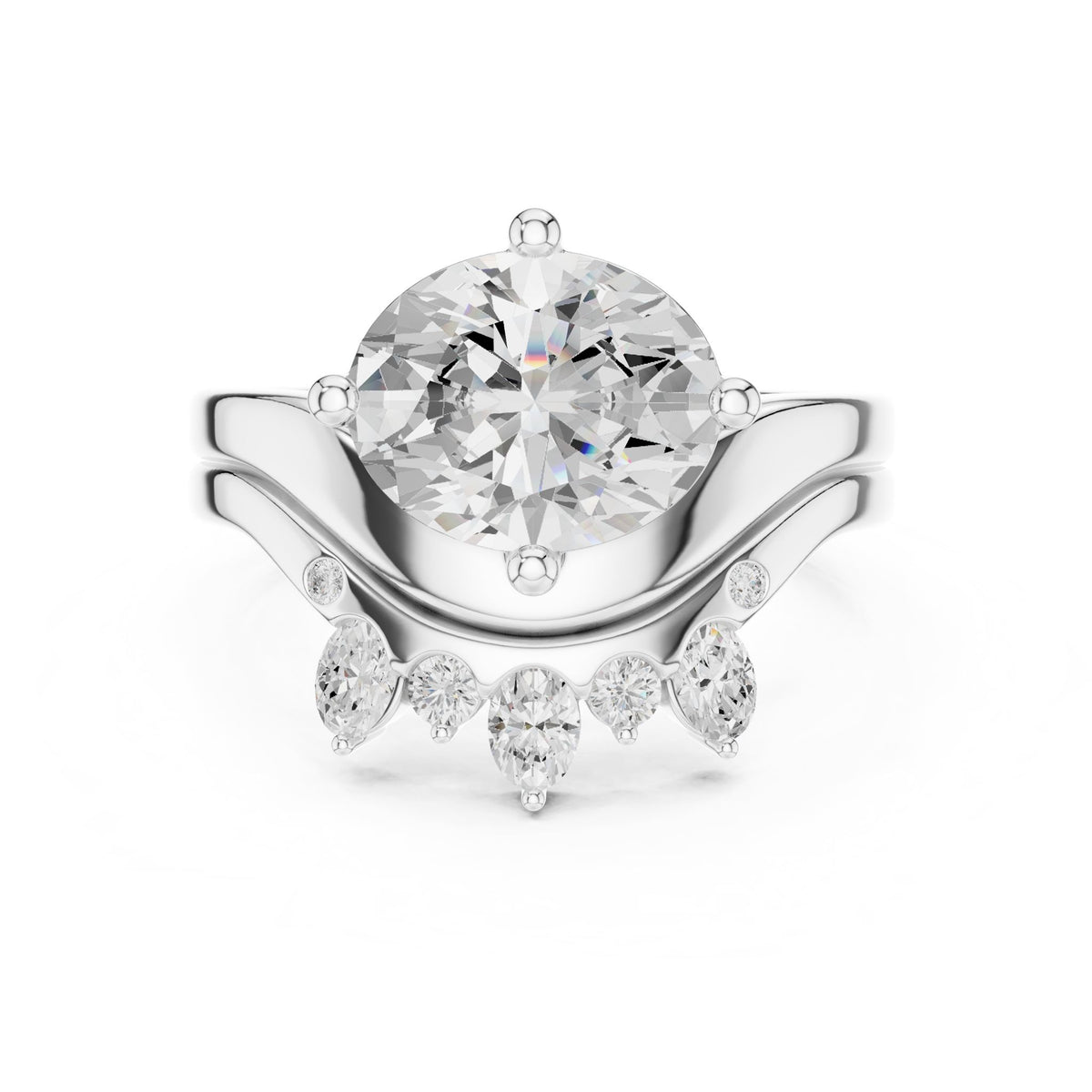 Round Accented Lab Grown Diamond Engagement Ring