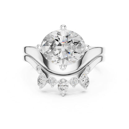 Round Accented Lab Grown Diamond Engagement Ring