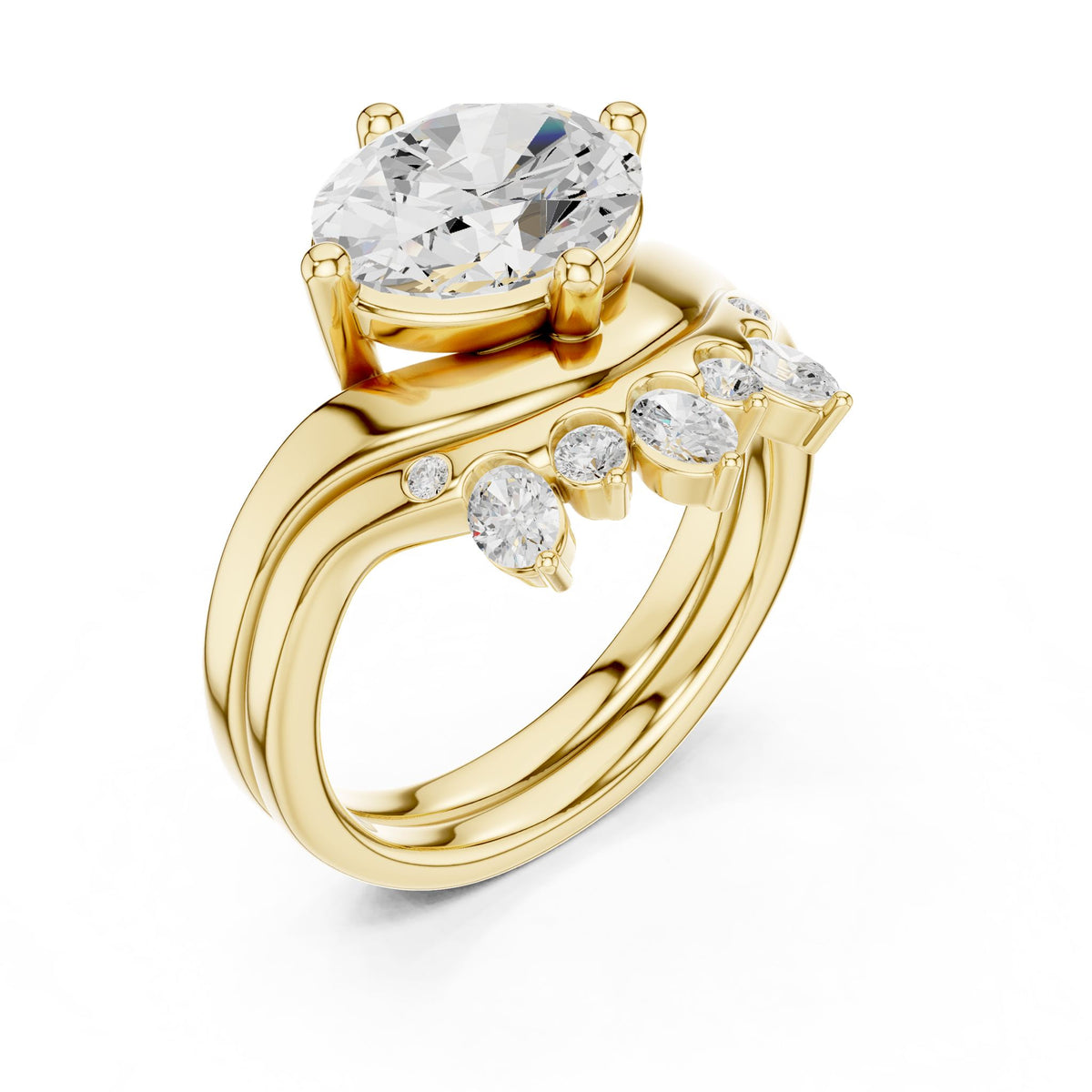Round Accented Lab Grown Diamond Engagement Ring
