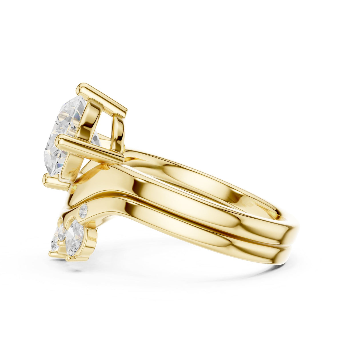 Round Accented Lab Grown Diamond Engagement Ring