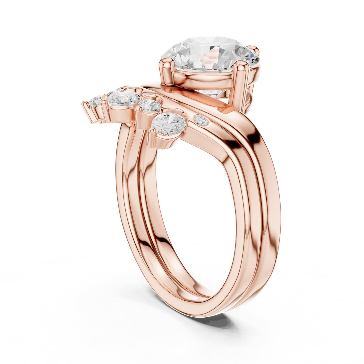 Round Accented Lab Grown Diamond Engagement Ring