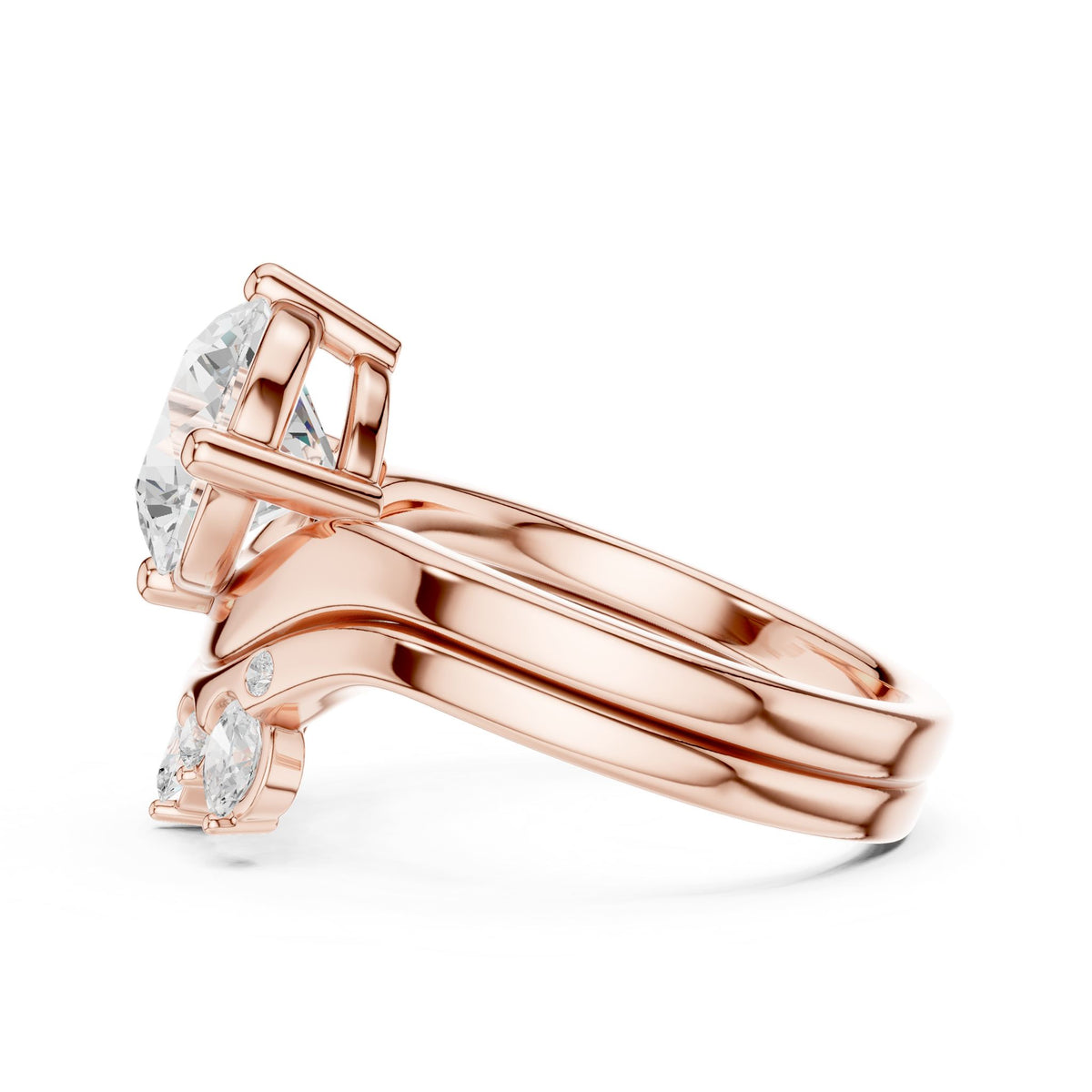 Round Accented Lab Grown Diamond Engagement Ring